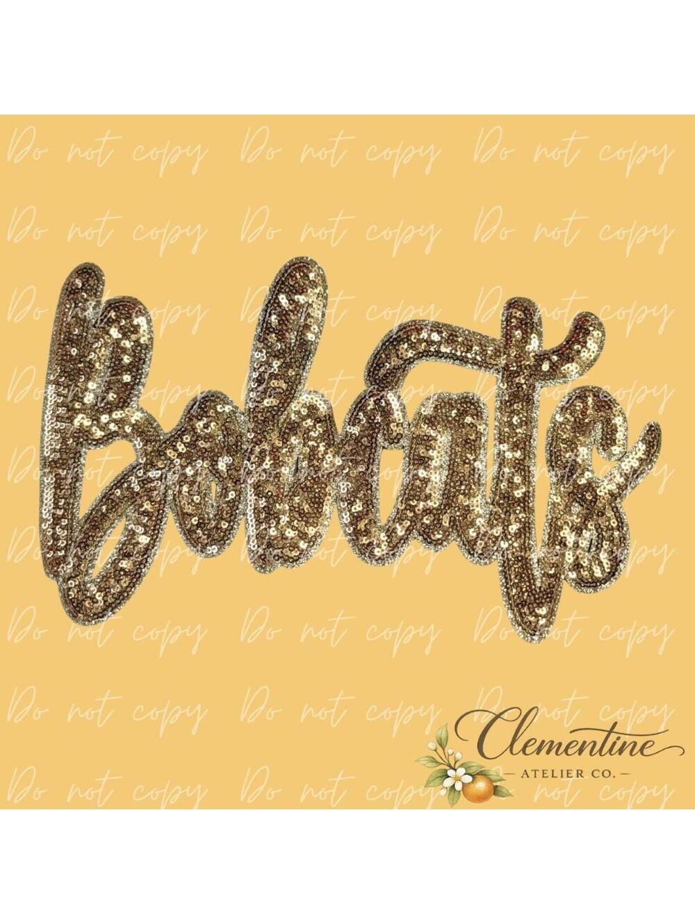 Bobcats Script Gold Sequin Iron-on Patch